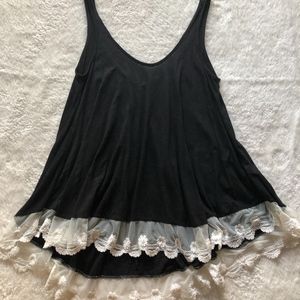 Black tank with lace trimming